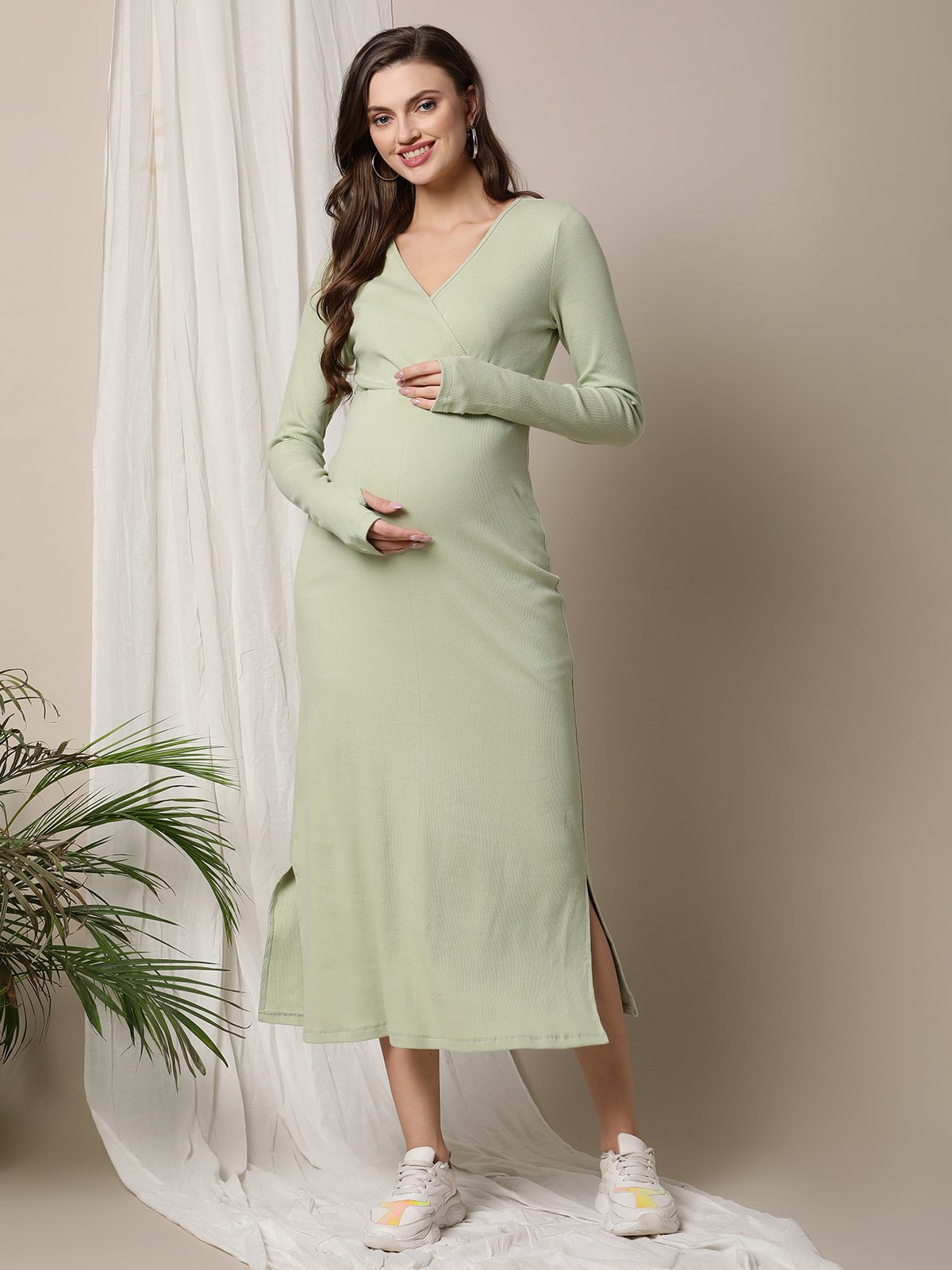 Rib Knit Maternity Dress Long Sleeve Rib Knit Mini Dress Rib Knit Maternity Dress Long Sleeve Rib Knit Mini Dress
