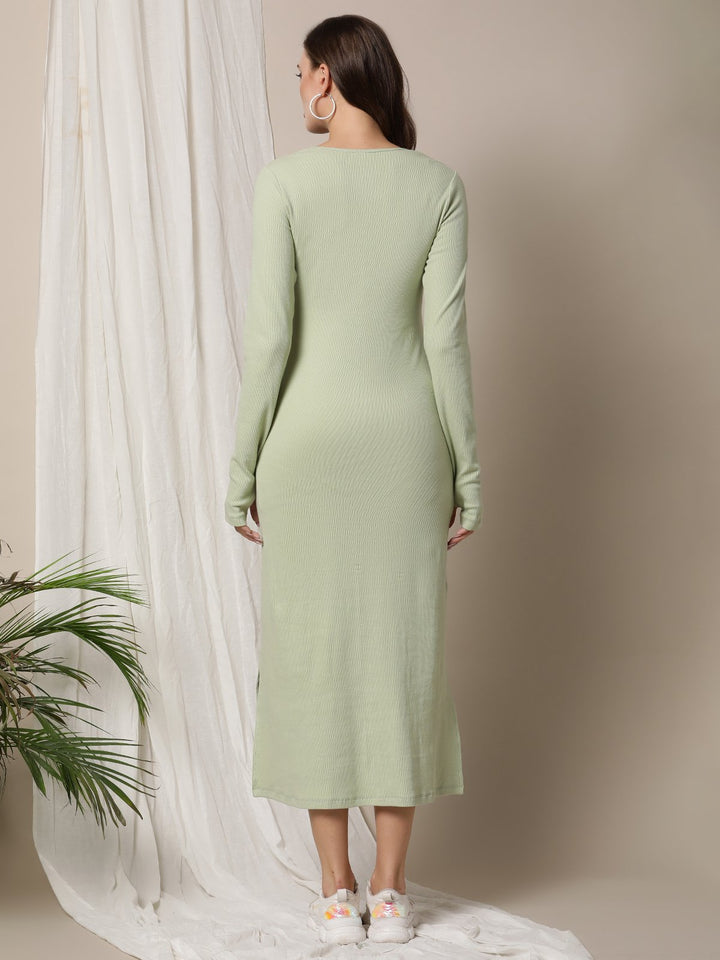 Long Sleeve Maternity Rib Knit Dress
