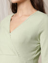 V-neck Maternity Rib Knit Dress