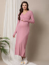Pink Maternity Rib Knit Dress