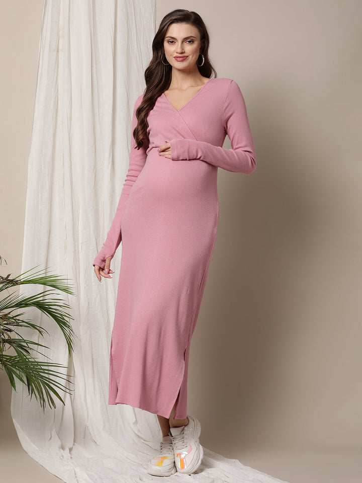 Ribbed Knit Maternity Sweater Dress
