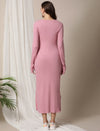 Zipless Maternity Bodycon Dress- Pink