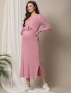 Zipless Maternity Bodycon Dress- Pink