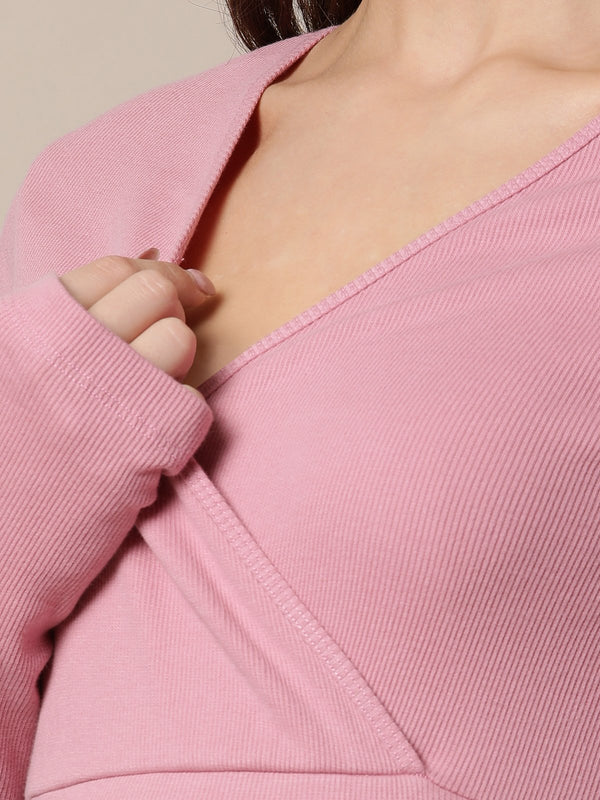 Maternity Rib-Knit Crossover Dress