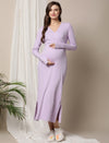 Maternity Ribbed Knit Maxi Dress