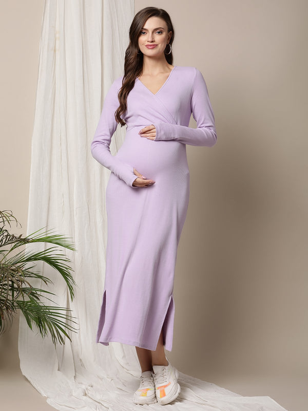 Maternity Ribbed Knit Maxi Dress