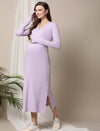 Zipless Maternity Bodycon Dress- Purple