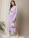 Crossover Maternity Ribbed Knit Maxi Dress