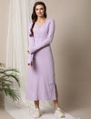 Purple Maternity Ribbed Knit Maxi Dress