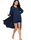 3pc Maternity & Nursing Pajama Shorts Set with Robe