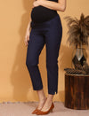 Stretchy Cotton Maternity Formal Pants- Blue