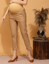 Stretchy Cotton Maternity Formal Pants- Beige