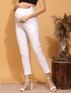 Stretchy Cotton Maternity Formal Pants- White