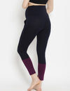 High-rise Maternity Leggings with Slit- Blue/Purple
