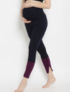 High-rise Maternity Leggings with Slit- Blue/Purple