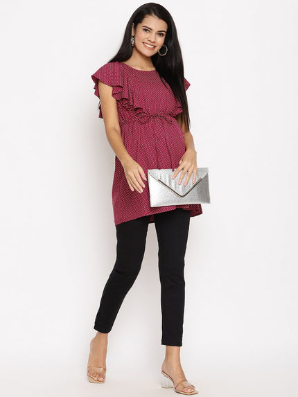 Stretchy Straight Maternity Dress Pants- Black