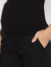 Stretchy Straight Maternity Dress Pants- Black