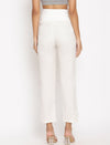 Cotton Linen Maternity Pants- White