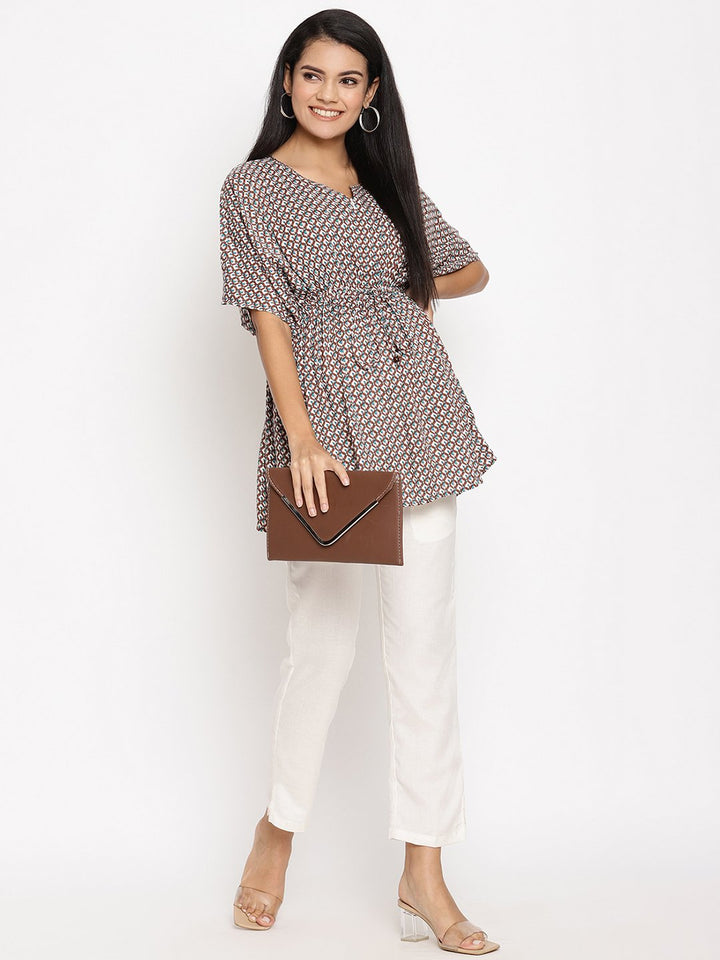 Cotton Linen Maternity Pants- White