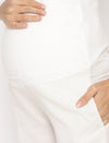 Cotton Linen Maternity Pants- White