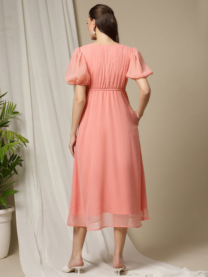 Maternity Orange Midi Dress