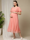 Maternity Casual Midi Dress- Orange