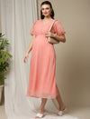 Maternity Casual Midi Dress- Orange