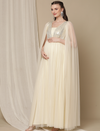 Sequin Cape Sleeve Maternity Party Dress- Cream
