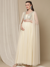 Sequin Cape Sleeve Maternity Party Dress- Cream