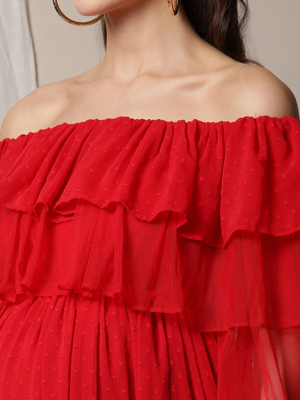 puff sleeves maternity gown