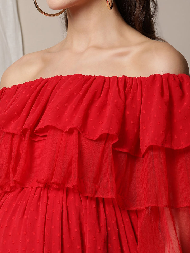 puff sleeves maternity gown