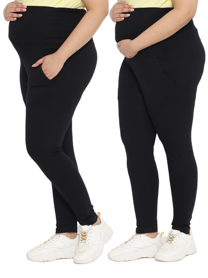 2pc. Plus-size Maternity Overbelly Leggings