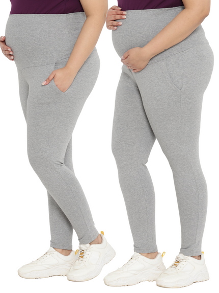 2pc. Plus-size Maternity Overbelly Leggings