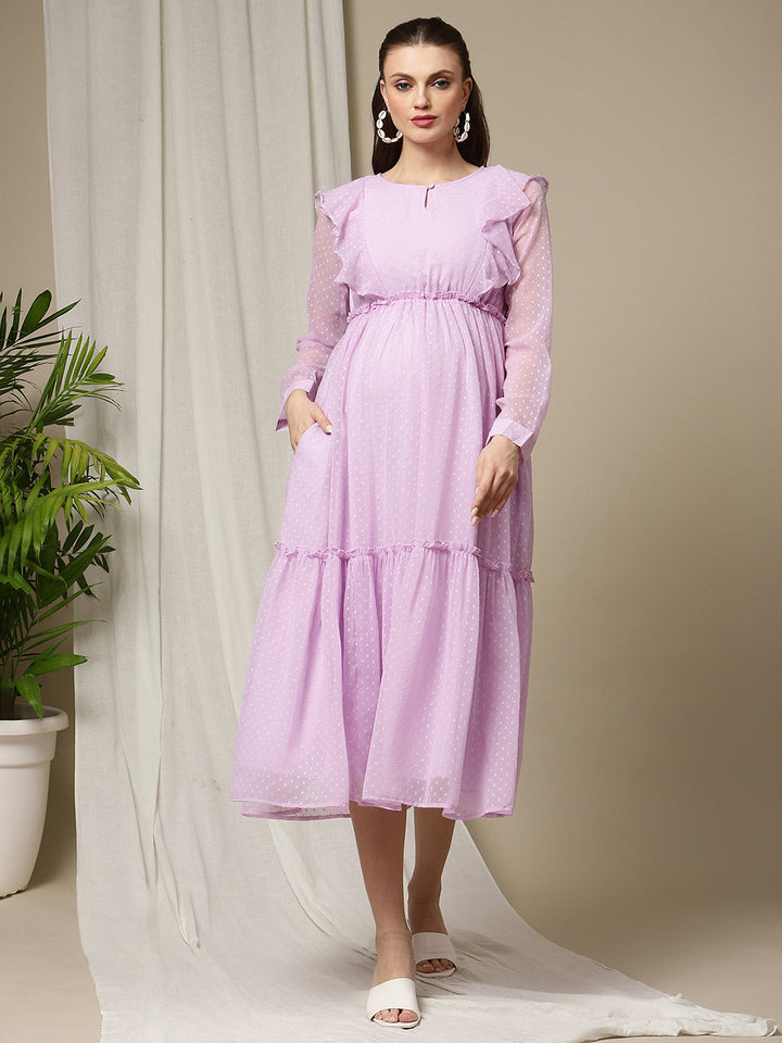 Feeding Purple Ruffle Dress