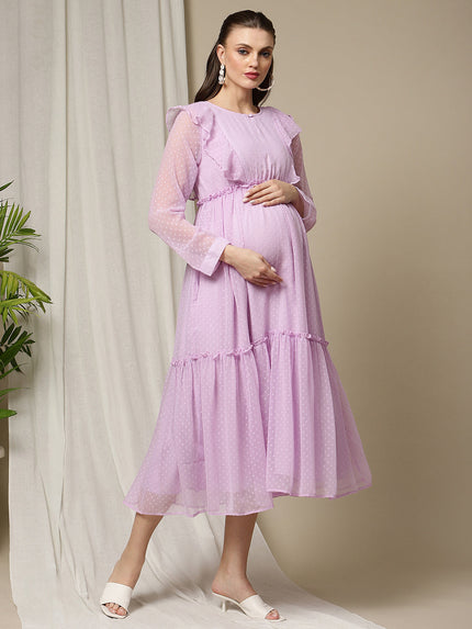 Feeding Purple Ruffle Dress