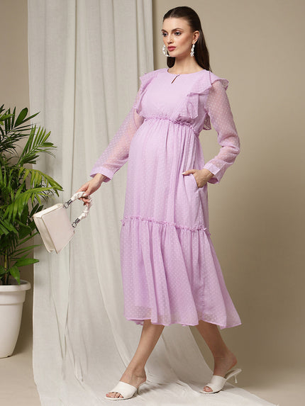 Feeding Purple Ruffle Dress