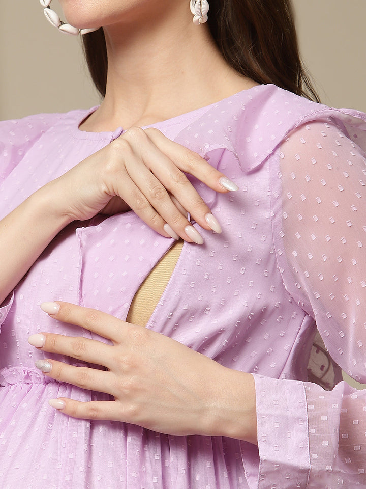 Feeding Purple Ruffle Dress