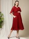 Red Cape Maternity Dress