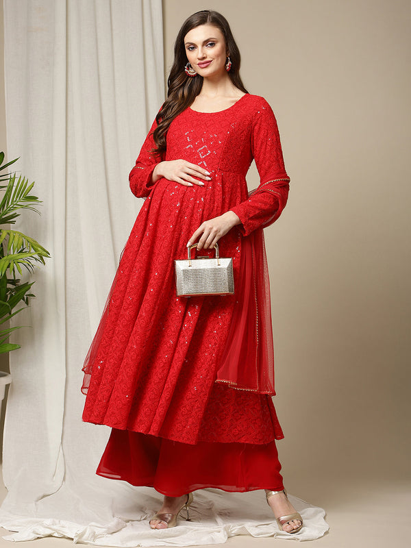 3pc. Maternity Red Suit Set