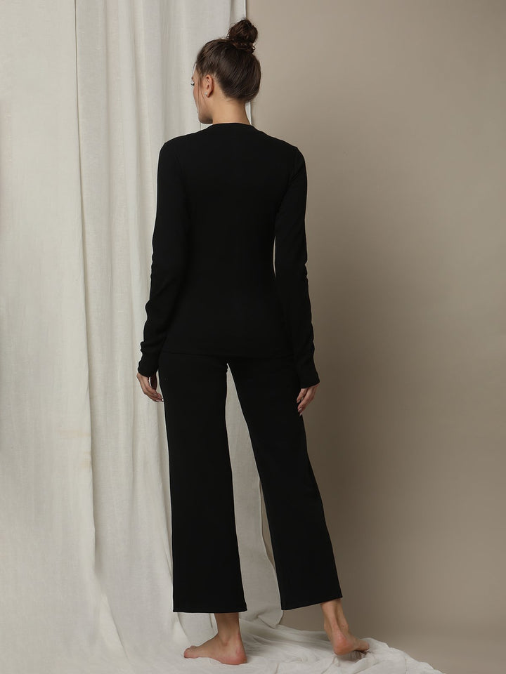 Black Maternity Rib Knit Pajama