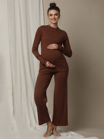 2pc. Maternity Lounge PJ Set- Brown