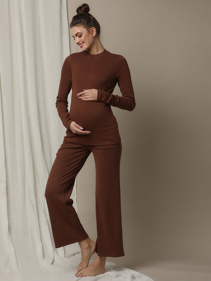 2pc. Maternity Lounge PJ Set- Brown