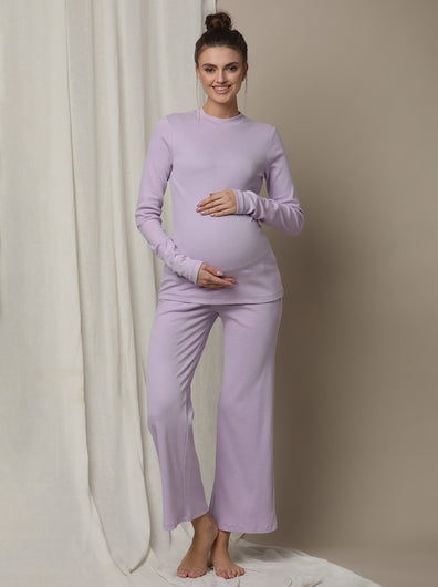 2pc. Maternity Lounge PJ Set- Purple