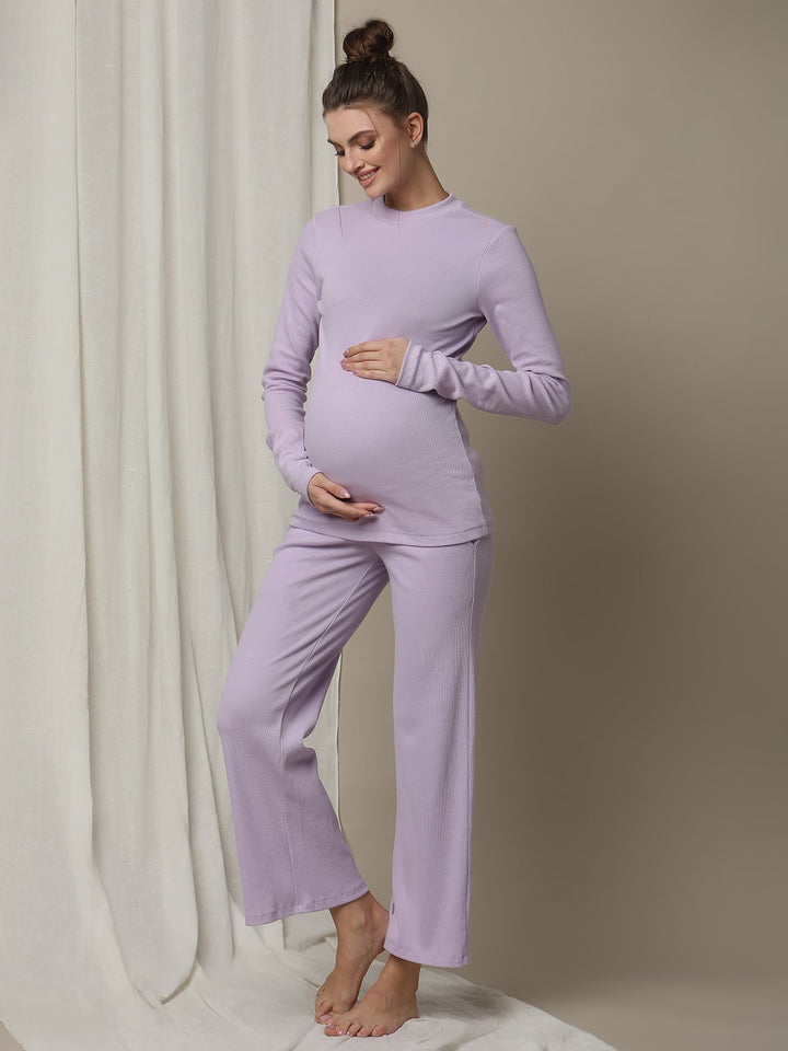 2pc. Maternity Rib-Knit PJ Set