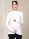 Maternity Rib Knit T-Shirt- White