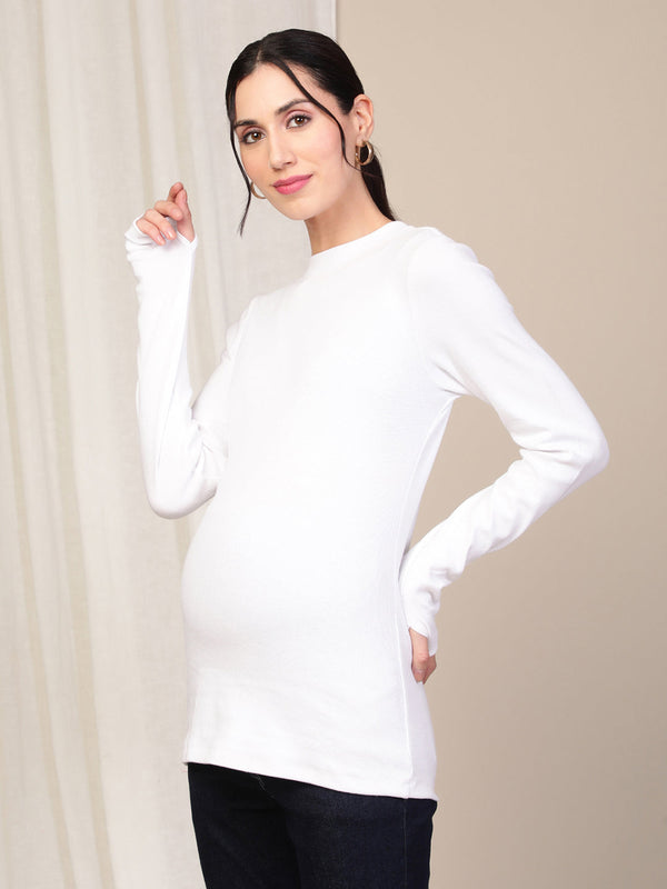 Maternity Rib T-shirt - White