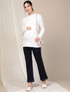 Maternity Rib Knit T-Shirt- White