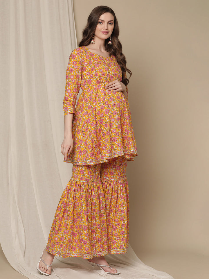 3pc. Maternity Short Kurti with Sharara