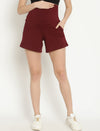 Maternity Cotton Shorts - Wine Berry