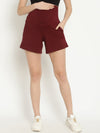 Maternity Cotton Shorts - Wine Berry